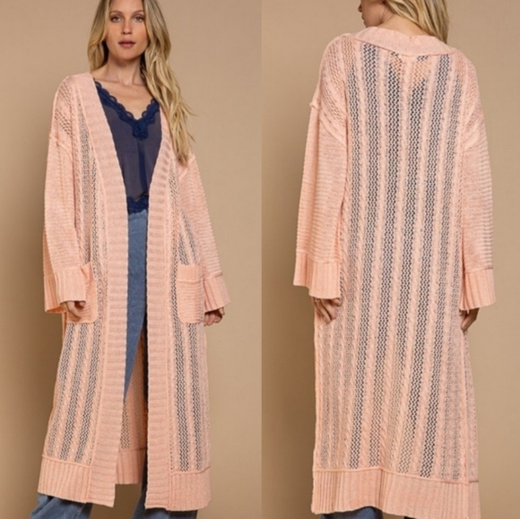 POL Sweaters - POL Boho Longline Open Cardigan Sweater Distressed Maxi Duster